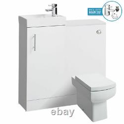 Gloss White Salle De Bain Vanity Basin Évier Retour À L'unité De Toilette Murale Meubles Wc