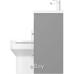 Gris Designer De Bain Combinaison Unité Vanité Avec Lavabo + Dos Au Mur Toilettes