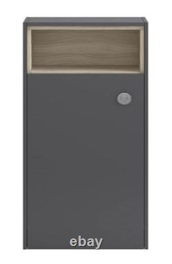 Hudson Reed Coast meuble WC adossé au mur 600 mm avec étagère ouverte gris brillant