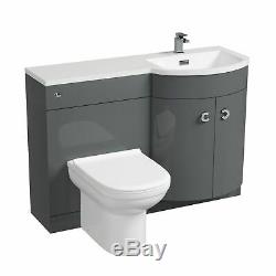 Ingersly Salle De Bains Gris Bassin Évier Meuble Sous Lavabo Retour Au Wc Mur Toilettes Rh 1100mm