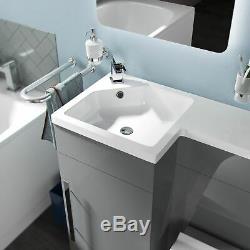 Ingersly Salle De Bains Gris Clair Bassin Évier Lh Wc Unité Vanity Retour Au Mur Toilettes
