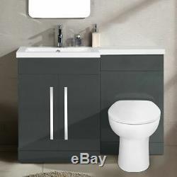 Ionel Gris Bathroom Vanity Unit Lh Wc Bassin Meubles Retour Au Mur Toilettes 1100mm