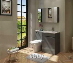 L Forme Anthracite Grey Vanity Unit Sink Basin Btw Toilettes Wc Unité Rh Main 1100mm