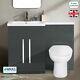 Lonel Grey Bathroom Vanity Unit Lh Basin Meubles Wc Back To Wall Toilet 1100mm