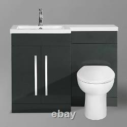 Lonel Grey Bathroom Vanity Unit Lh Basin Meubles Wc Back To Wall Toilet 1100mm