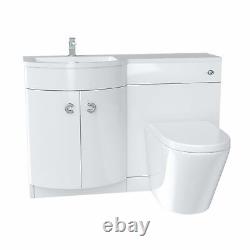 Meuble Vasque Blanc LH 1100mm avec Toilette Ellis Adossée au Mur