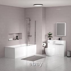 Meuble WC d’angle en forme de L pour receveur de baignoire, avec écran et panneau, modèle Nes Home RH Basin Cabinet WC Unit