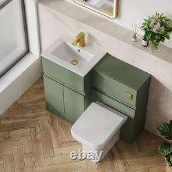 Meuble combiné lavabo et WC Nuie Urban 1000 mm avec vasque carrée, 2 portes et 1 tiroir