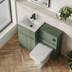 Meuble combiné lavabo et WC Nuie Urban 1000 mm avec vasque carrée, 2 portes et 1 tiroir