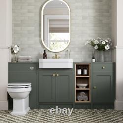 Meuble de Salle de Bain 1820mm Toilettes Dos au Mur Étagère de Rangement Combinaison Meubles Verts