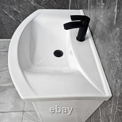 Meuble de Salle de Bain Blanc avec Poignées Noires 750mm Toilette à Dos Ouvert