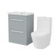 Meuble De Lavabo à 2 Tiroirs Gris Mat 600 Mm Et Toilettes à Pose Accouplée