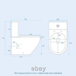 Meuble de lavabo à 2 tiroirs gris mat 600 mm et toilettes à pose accouplée