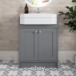 Meuble de salle de bain 1820 mm avec toilettes encastrées et étagère de rangement en gris