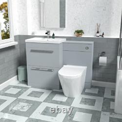 Meuble de salle de bain Nes 600 mm en gris mat avec 2 tiroirs et toilettes adossées au mur