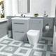 Meuble De Salle De Bain Nes 600 Mm En Gris Mat Avec 2 Tiroirs Et Toilettes Adossées Au Mur