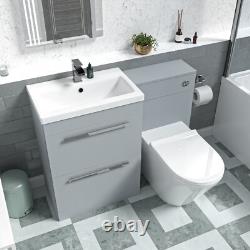 Meuble de salle de bain Nes 600 mm en gris mat avec 2 tiroirs et toilettes adossées au mur