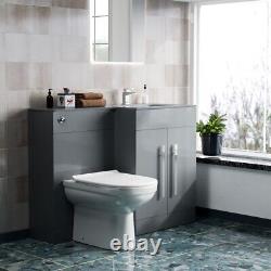 Meuble de salle de bain Nes Home 600mm RH avec lavabo gris et unité de toilettes WC BTW