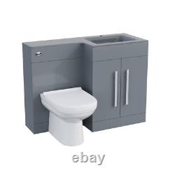 Meuble de salle de bain Nes Home 600mm RH avec lavabo gris et unité de toilettes WC BTW