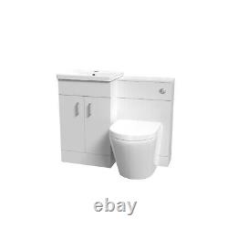 Meuble de salle de bain Nes Home Basin, unité de toilette WC blanc & toilette à chasse d'eau sans rebord