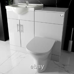 Meuble de salle de bain avec lavabo de 1050 mm, unité de toilette adossée au mur, plaque de chasse chromée, ensemble de robinets