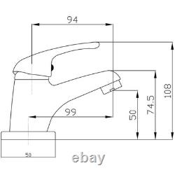 Meuble de salle de bain avec lavabo de 1050 mm, unité de toilette adossée au mur, plaque de chasse chromée, ensemble de robinets