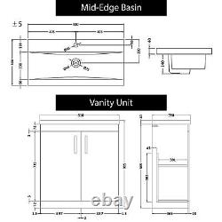 Meuble de salle de bain avec vasque à deux portes en blanc brillant, ensemble de meubles pour cabinet lavabo WC BTW Pan