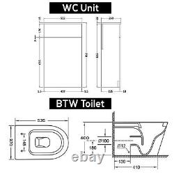 Meuble de salle de bain avec vasque à deux portes en blanc brillant, ensemble de meubles pour cabinet lavabo WC BTW Pan