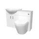 Meuble De Salle De Bain Blanc 1150 Mm Avec Lavabo, Meuble Wc Et Toilette Adossée Au Mur