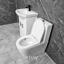 Meuble de salle de bain blanc avec poignées noires, toilette Tornado avec fond fermé de 550 mm