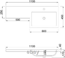 Meuble de salle de bain combiné gris droit avec lavabo, dos au mur et chasse d'eau double.