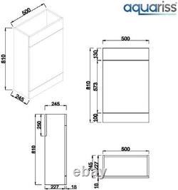 Meuble de salle de bain combiné gris droit avec lavabo, dos au mur et chasse d'eau double.