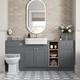 Meuble De Salle De Bain De 1820 Mm Avec Toilettes Encastrées Et étagère De Rangement En Mobilier Gris