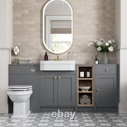 Meuble de salle de bain de 1820 mm avec toilettes encastrées et étagère de rangement en mobilier gris