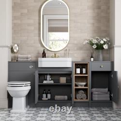 Meuble de salle de bain de 1820 mm avec toilettes encastrées et étagère de rangement en mobilier gris