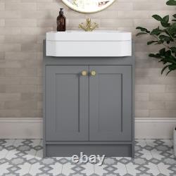 Meuble de salle de bain de 1820 mm avec toilettes encastrées et étagère de rangement en mobilier gris