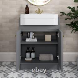 Meuble de salle de bain de 1820 mm avec toilettes encastrées et étagère de rangement en mobilier gris