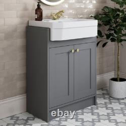 Meuble de salle de bain de 1820 mm avec toilettes encastrées et étagère de rangement en mobilier gris