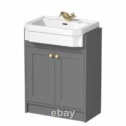 Meuble de salle de bain de 1820 mm avec toilettes encastrées et étagère de rangement en mobilier gris