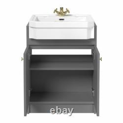 Meuble de salle de bain de 1820 mm avec toilettes encastrées et étagère de rangement en mobilier gris