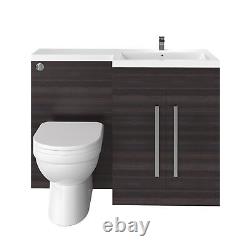 Meuble de salle de bain en L de 1100 mm de largeur en couleur charbon avec lavabo et toilette BTW
