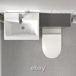 Meuble de salle de bain en acier gris Nes avec unité WC et toilettes dos au mur