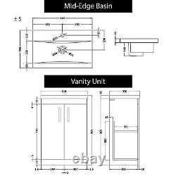 Meuble de salle de bain en blanc laqué avec lavabo à 2 portes, meuble de rangement, suite de meubles WC et cuvette BTW