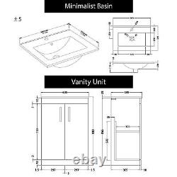 Meuble de salle de bain en blanc laqué avec lavabo à 2 portes, meuble de rangement, suite de meubles WC et cuvette BTW