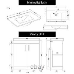 Meuble de salle de bain en blanc laqué avec lavabo à 2 portes, meuble de rangement, suite de meubles WC et cuvette BTW