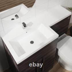 Meuble de salle de bain en forme de L avec évier, toilette et évier LH de 1100 mm de couleur anthracite.