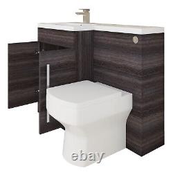 Meuble de salle de bain en forme de L avec lavabo et évier LH 1100mm, meuble de toilette en charbon BTW