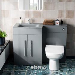 Meuble de salle de bain gris LH 600mm avec lavabo et unité WC, et toilettes BTW Ason