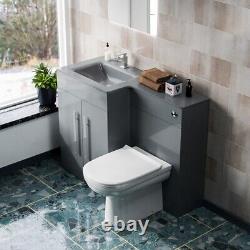 Meuble de salle de bain gris LH 600mm avec lavabo et unité WC, et toilettes BTW Ason