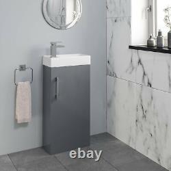 Meuble de salle de bain moderne pour toilettes et lavabo 900mm en gris brillant